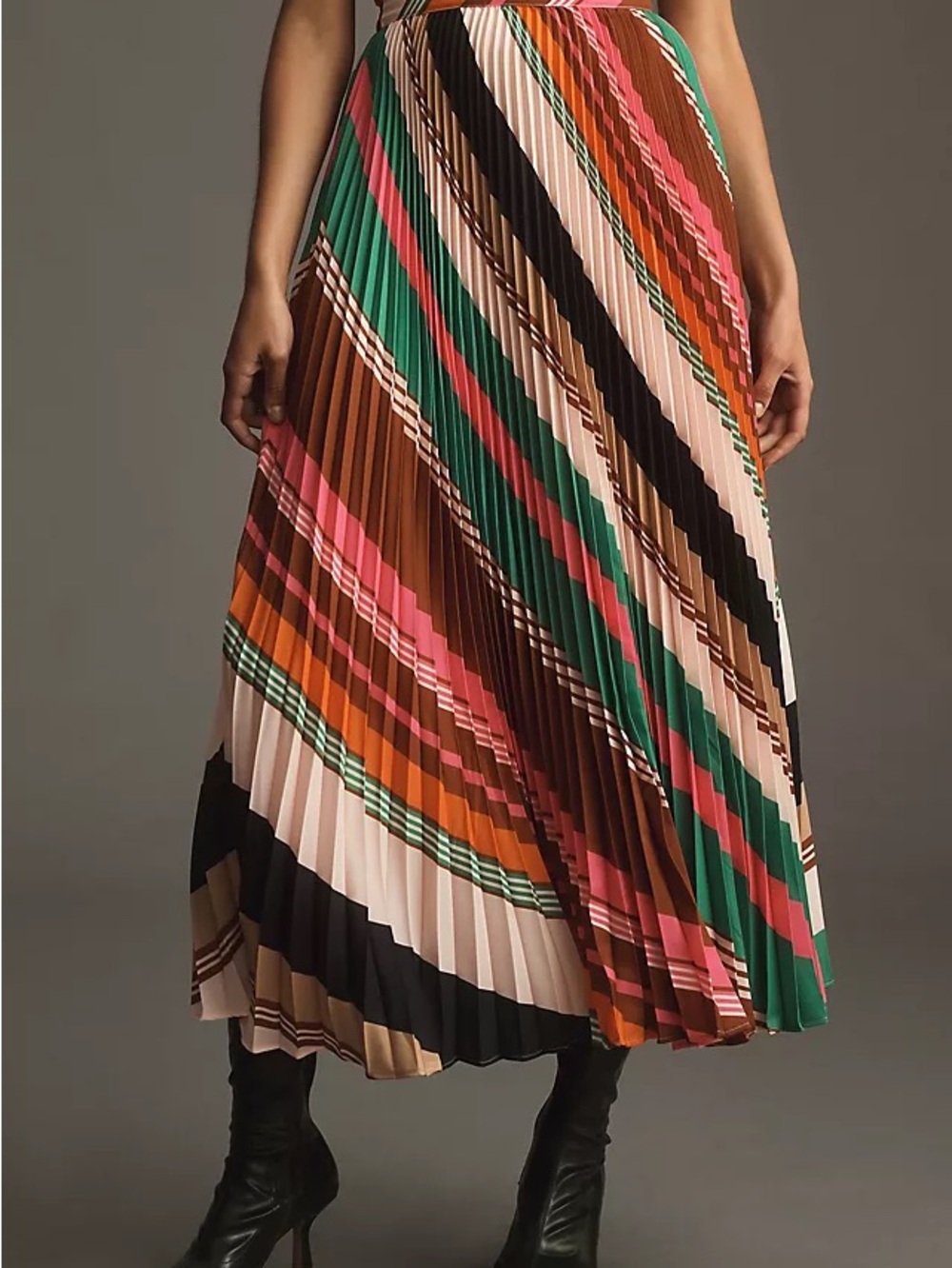 Anthropologie Maeve The Isobel Silky Pleated Midi Skirt - Picture 2 of 2